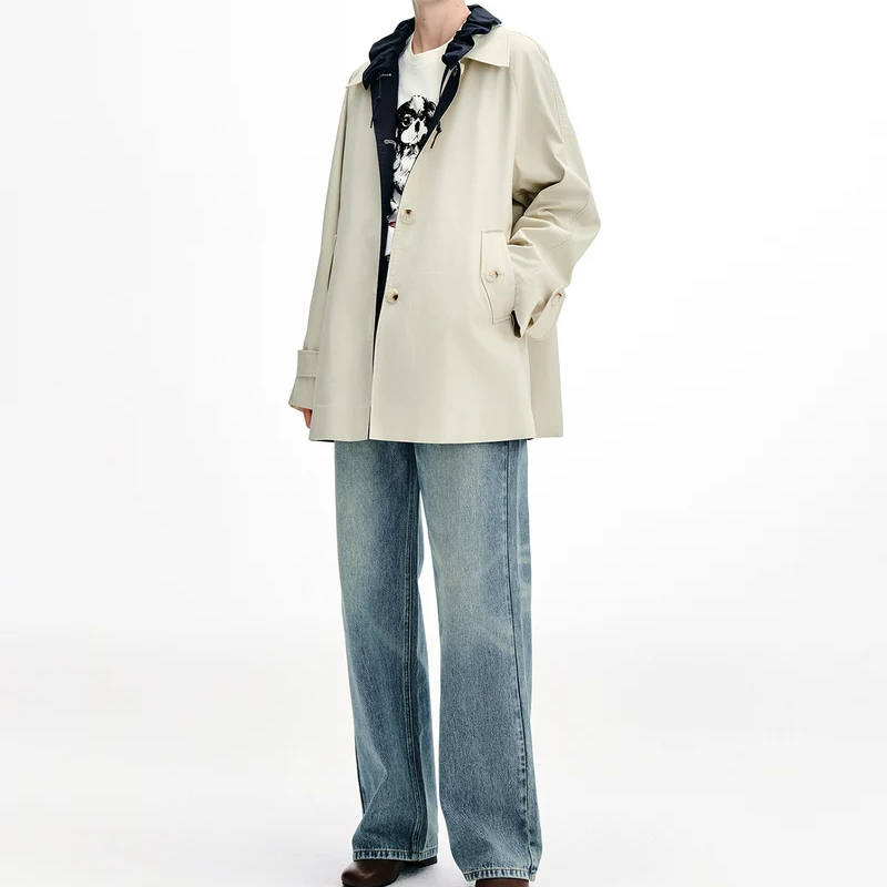 Reversible Drawstring Waist Long Trench Coat