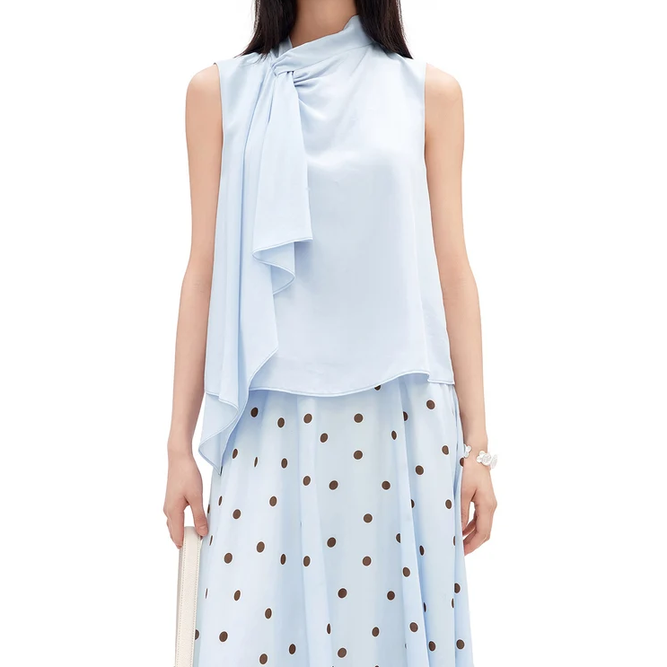 Scarf Collar Draped Sleeveless Cami Top