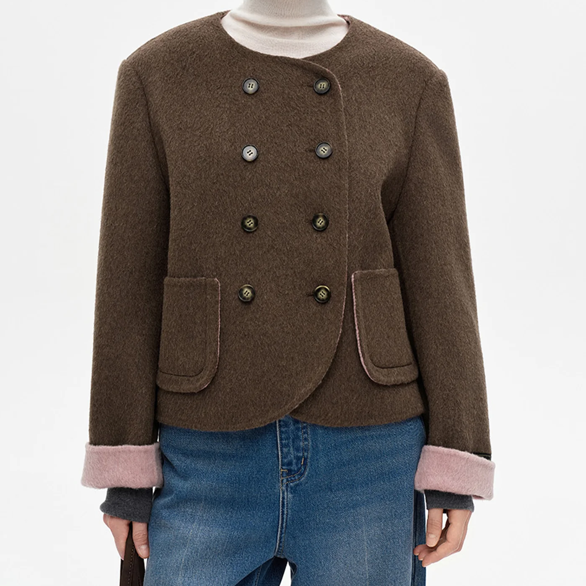 H-shape Double Breasted Short Wool Coat