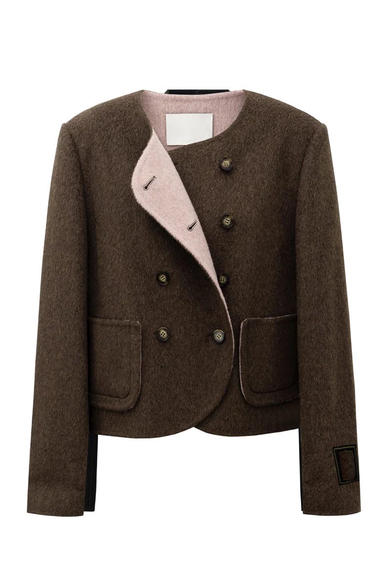 H-shape Double Breasted Short Wool Coat